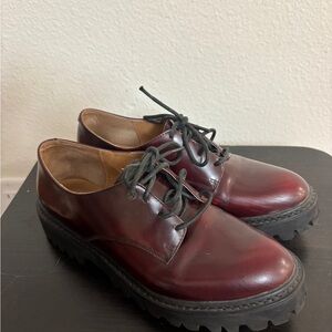 Jeffrey Campbell Dark Red Lace-Up Flats